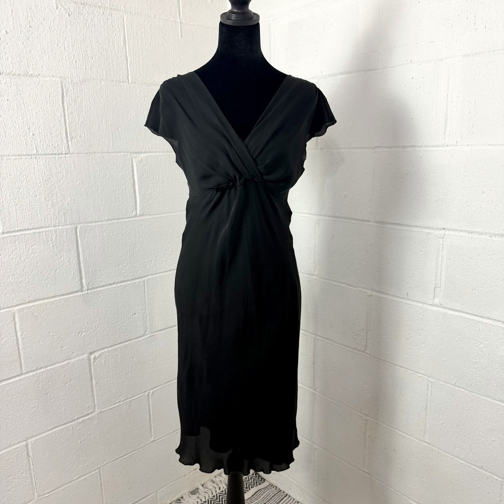 Max Studio Babydoll Dress 100%‎ Silk Black Lined Y2K Fairy Ethereal Coquette S